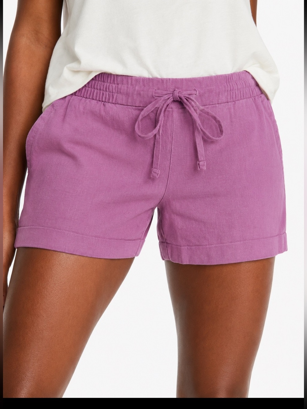 Old Navy Drawstring Linen-Blend Shorts in Lilac - Size: medium